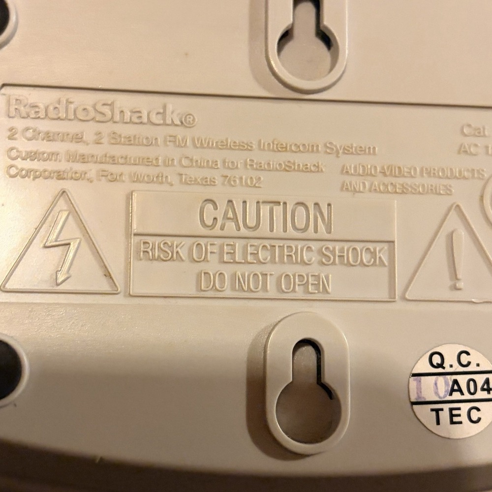 Single Radio Shack Mountable 2-Channel FM Wireless Intercom 43-3106 Good Shape - Picture 6 of 6